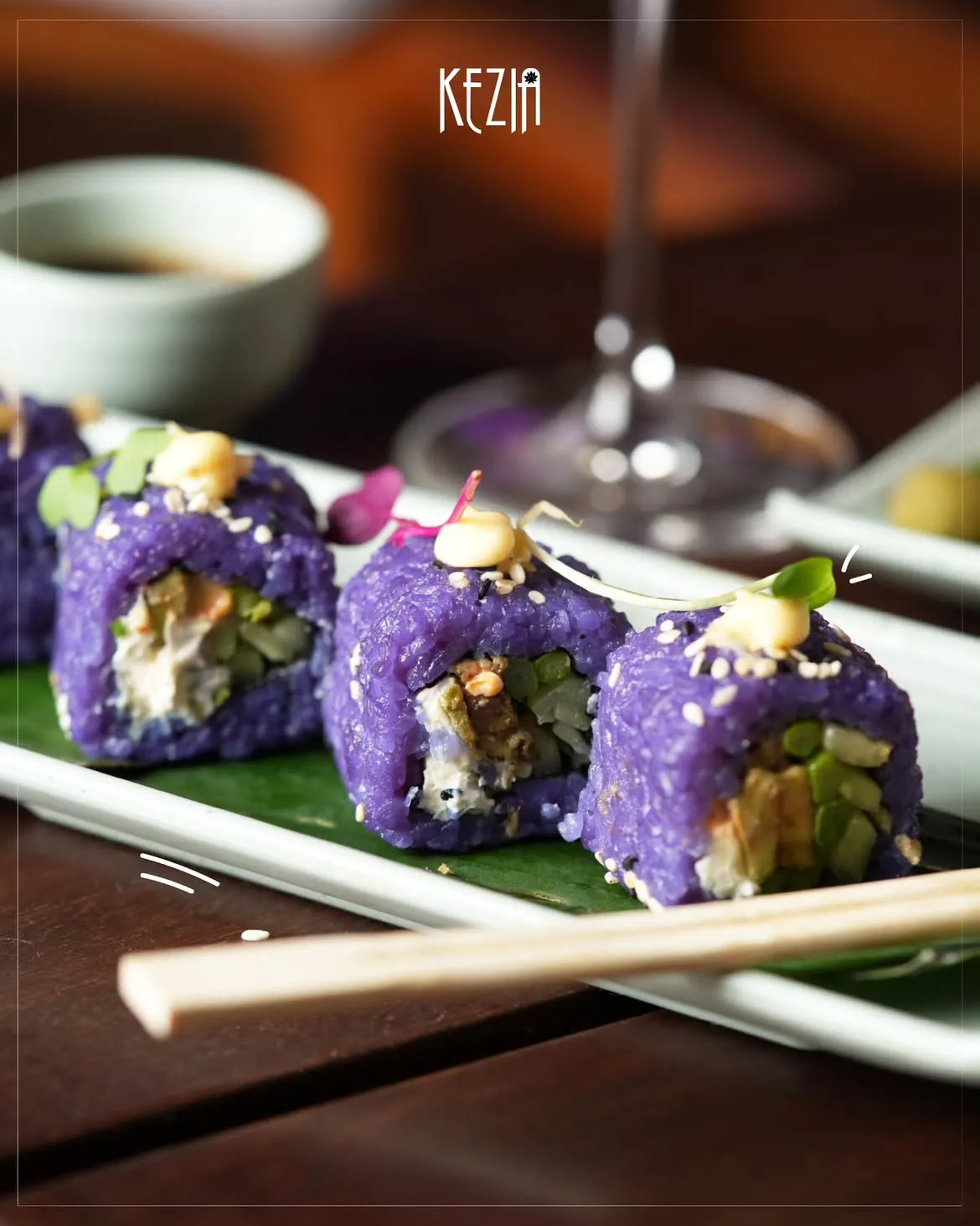 Freshly plated sushi at Kezia